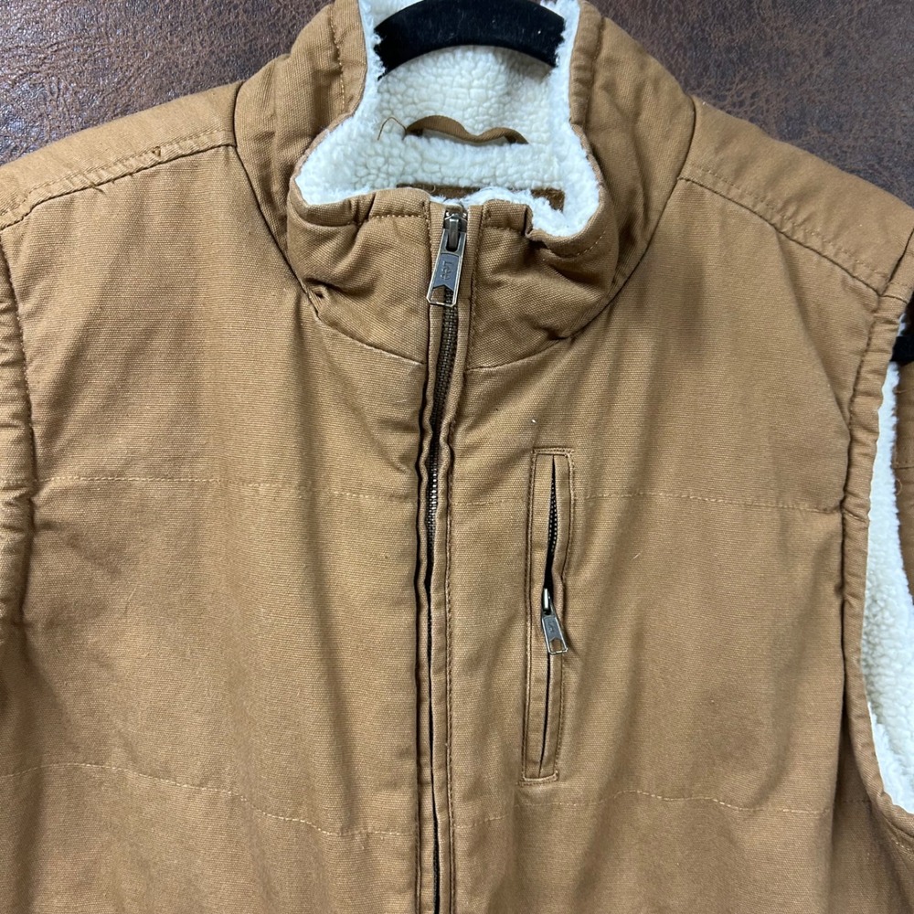 NWOT Lee Workwear Unisex Mens Large Tan Canvas Vest‎ with Sherpa Inside. Pockets - Picture 4 of 10
